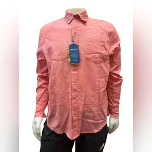 Natural Blue By Visitor  NWT Button Up Pink 100% Linen Size Large
